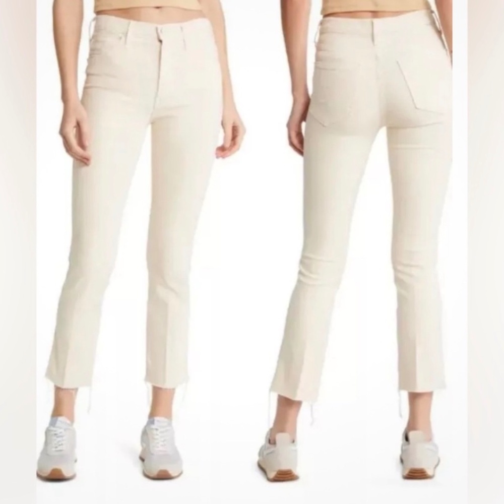 MOTHER Straight Leg High Waisted Rascal Ankle Fray in Chalk It‎ Up Size 33 NWOT